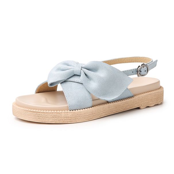 VS-29 2025 Summer New Internet Celebrity Bow Sandals Women's Fairy Style Flat Bottom Student Super Hot Versatile Roman_vogvips.com