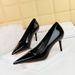 Patent Leather High Heels Women's Shoes Thin Heels Shallow Mouth Pointed Commuter High Heels Single Shoes_vogvips.com