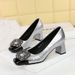 5299-K83 Fashion Party Coarse Women's Color Blocked Square Head Light Mouth Shining Metal Buckle High Heel Single Shoes_vogvips.com