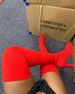 Sock For Women 2022 Summer New Elastic Long Over-the-Knee Chunky Heel Pointed Toe Slim Boots Knitted Socks Autumn Winter_vogvips.com