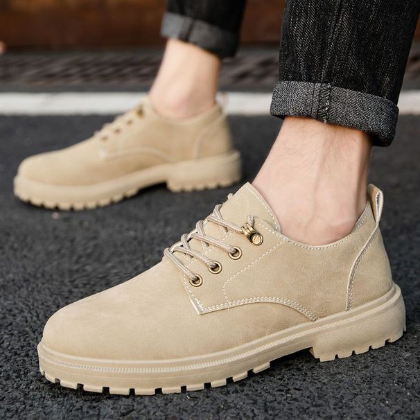 Euro Step Slip-On Martin Boots Height-Increasing Driving Small Leather Black Work Shoes Men's Loafers Versatile Breathable_vogvips.com