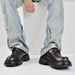 Men's Derby Shoes, Genuine Leather, Versatile Small Leather Shoes, Black, Ins Style, Platform Sole, Height-Enhancing Cas_vogvips.com