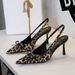 Women's Shoes High Heels, Feminine Leopard Print, Versatile, Open Back With Bow, Pointed Toe, Stiletto Heels._vogvips.com
