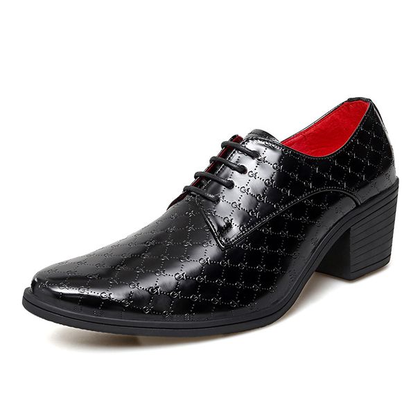Large Size 38-46 Thick Heel Height Increasing 2025 Spring And Autumn New Business Casual British Pointed Leather Shoes_vogvips.com