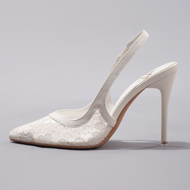 Fashion Lace Patchwork High Heels For Women Summer Elegant Sexy Pointed Toe Party Wedding Stiletto Sandals Cross-Border_vogvips.com