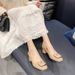 French Beige Thick Heel High Heels Women's Summer 2025 New Style Temperament Toe Shallow Mouth Square Buckle Commuting_vogvips.com