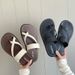 Summer New Style Toe Ring For Women, Trendy Fashionable Versatile Cross Strap Outdoor Non-Slip Beach Sandals, Casual_vogvips.com