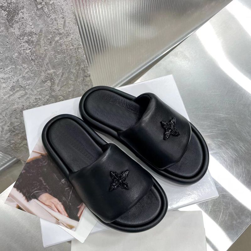 2026 Version Black Balloon High For Outdoor Summer New Thick Sole Sandals Women Cross Flower One-Word Slippers_vogvips.com
