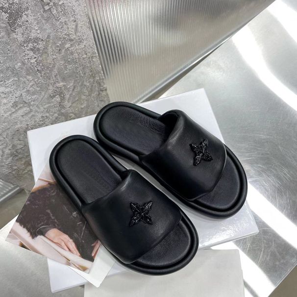 2026 Version Black Balloon High For Outdoor Summer New Thick Sole Sandals Women Cross Flower One-Word Slippers_vogvips.com