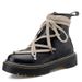 Trendy Shoes Short Mid Length Boots Men's And Women's Thick Soled Pentagram Strap British Style Round Toe Leather_vogvips.com