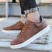 Business Casual Men's Shoes - Vintage Tan Leather Sneakers With White Rubber Sole, Smart Comfort Footwear For Work & Weekend_vogvips.com