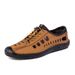Summer Men's Soft Soled Breathable Perforated Shoes Outdoor Casual Beach Water Wading Hollow Leather Sandals_vogvips.com
