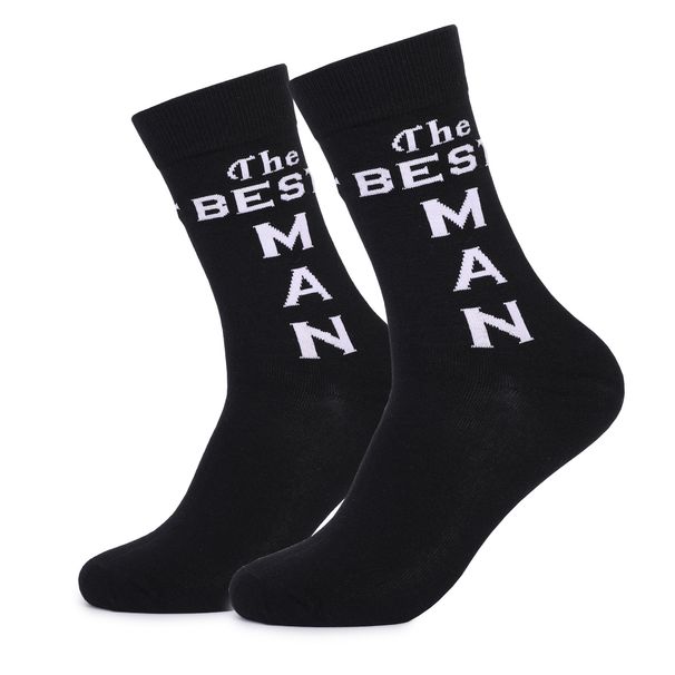 Casual odor-proof black cotton mid-tube alphabet men's socks gift socks_vogvips.com