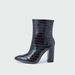 Women's Pointed Toe High Heel Ankle Boots With Side Zipper & Stone Texture - Chunky Heel, PU Leather, Black & Nude (Sizes 35-42)_vogvips.com