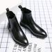 European Warm Series Autumn And Winter New Fleece-Lined Martin Short British Style Mid-Cut Pointed High-Top Leather Boots Men's Shoes_vogvips.com