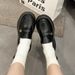 Chunky Black Loafers For Women Winter Mary Jane Slip On Flats With Platform Sole Inspired Casual Shoes Rubber_vogvips.com