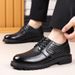 Men's Genuine Leather Breathable Perforated Dress Loafers Comfortable Low-heel Shoes_vogvips.com