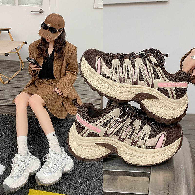 New Lusi Style Spring Thick-soled Lace-up High-end Dad Shoes For Women, 2026 New Breathable Sports Casual Shoes, Trendy_vogvips.com
