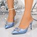 Women's Elegant Stiletto Heels Rhinestone Low Cut Pointed Toe High Heels Champagne Color Summer Sandals_vogvips.com