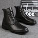 Men's Fur Boots Tooling Shoes Outdoor Martin Boots Mid-top Leather Boots Non-slip Casual Men's Shoes_vogvips.com