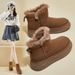 Fleece-Lined High-Top Snow Boots For Women 2025 Winter New Style Student Ins Korean Version Warm Casual Shoes Thick Sole_vogvips.com