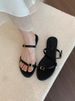 New Women's Summer Flip-Flops, Korean Style Simple Thin Strap Sandals, Flat Beach Shoes, Vacation Roman Sandals_vogvips.com