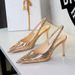 312-19 European And American Style Sealed Sequin Sexy Nightclub Goddess High-heeled Shoes, Pointed Toe, Shallow Cut,_vogvips.com