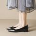 French Pointed Single Shoes Women's Thick Heels High Heels Shallow Mouth One Pedal Black Work Shoes_vogvips.com