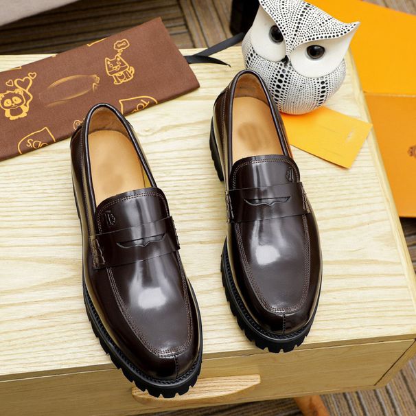 Leather For Men, Autumn Low Cut Genuine Leather Fashion Trend Versatile Bean, Black Waterproof British Style Men's_vogvips.com