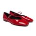 Women's Patent Leather Mary Jane Style Flat Ballet Women 2024 New Fashion Round Toe Red Single Shoes_vogvips.com