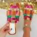 Closed-Toe Mules 2025 Summer New European And American Style Flat Women's Color-Block Soft Sole Square-Toe Sandals_vogvips.com