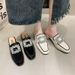 Women’s Shoes Closed Toe Half Slippersheel Flat Single-layer Shoes Square Buckle Rhinestone Internet Celebrity All-match Outdoor L_vogvips.com