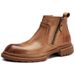 European Warm Series Martin High Top British Style Korean Version Work Trendy Genuine Mid-Top New Men's Shoes Winter Plush Leather Boots_vogvips.com