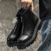 Martin Boots Catwalk Fashion Boots Men's Zipper Design Platform Short Boots Trendy Leather Boots_vogvips.com