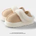 Women's Faux Fur Platform Slippers Suede Shoes Autumn And Winter Indoor Home Use Fleece Lined Warm Thick Soled Non Slip_vogvips.com