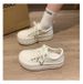 Women Platform Canvas Sneakers, Chunky Thick Sole Lace‑Up Low Top Shoes, Casual Height‑Increase Wedge Skate Shoes, Retro Big Toe Walking Shoes_vogvips.com