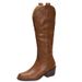 Petite Plus Size Slimming Brown Long For Women Summer 2024 New V-Cut French Style Chunky Heel Riding Boots_vogvips.com