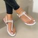 Women's Shoes Summer New Flat Rhinestone Clip Toe Buckle 40 43 Casual Sandals Women Sandals_vogvips.com