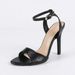Factory Wholesale Cross-border European And American Women's Leather Strap Buckle Round-toe Stiletto Sandals Black High_vogvips.com