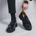Men's Classic Brogue Loafers - Slip-On Business Casual Shoes With Thick Sole For Summer, Round Toe, PU Leather Upper, Rubber Sole, Low-Cut Comfortable_vogvips.com