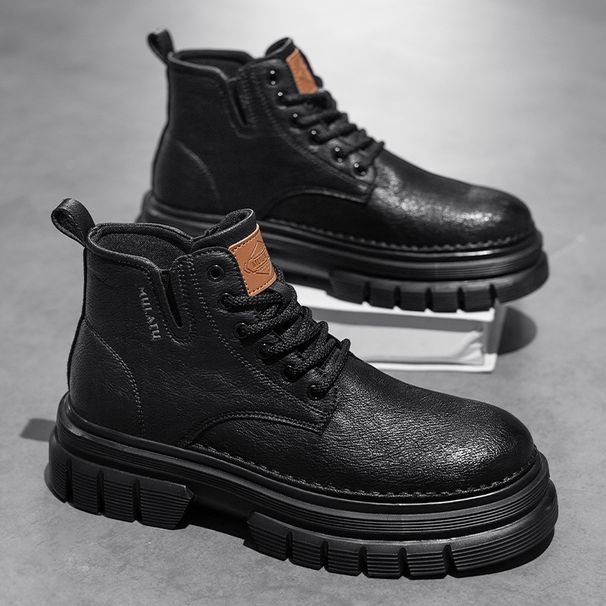 European Warm Series Autumn Winter Men's Thick-Soled Height-Increasing British Style Martin Boots Fashion New Ultra-Fiber Leather Trendy_vogvips.com