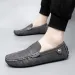 Men Olive Green Penny Loafers Shock Absorption Slip On Driving Shoes With White Stitching And Gold Accent_vogvips.com