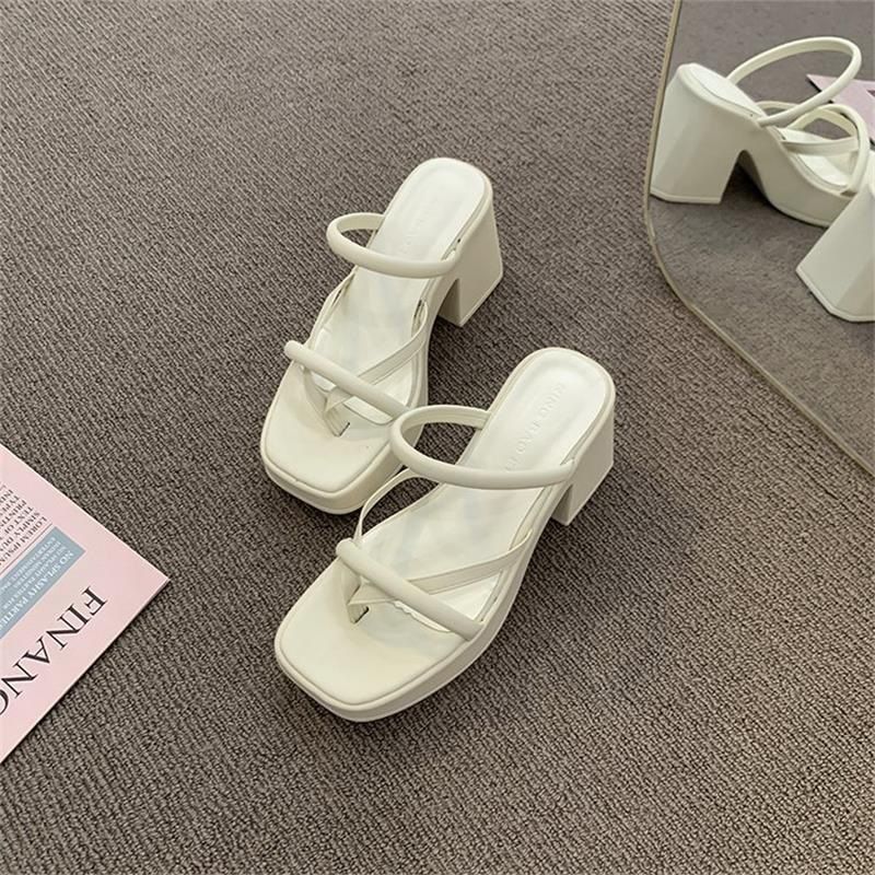 Elegant Chunky-heeled For Petite Women, Summer Outdoor Wear, 2025 New Model, Simple Thong-style, Stylish French_vogvips.com