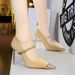 High Women S Thin High Heels Light Mouth Matching Color Pointed Metal Chain Line With Single Shoes_vogvips.com