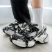 Durable Mens Black Beige Mesh Chunky Dad Sneakers With Blue Accents_vogvips.com