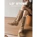 Genuine Leather~ Internal Height Increase Wrinkled Slouchy Long For Women, Autumn And Winter Lace-up Two-Way Wear_vogvips.com