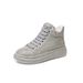 Women's Fashion Winter High-Top Sneakers With Crystal Diamonds, Chunky Platform, Zip Closure, Casual Comfort, Light Luxury Style_vogvips.com