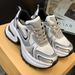 Zhao Lusi Same Style Silver Thick-Soled Sneakers 2025 Spring Summer New Mesh Genuine Leather Lace-Up Dad Casual Shoes_vogvips.com