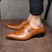 Fashio Europea British Youg Me's Formal Korea Style Tredy Busiess Buckle Slip-O Poited Toe Leather Shoes For_vogvips.com