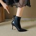 XYP-D Autumn Winter Leather Stretch Short Boots Pointed Toe Thin Heel Versatile Slimming High Heels Various Sizes_vogvips.com